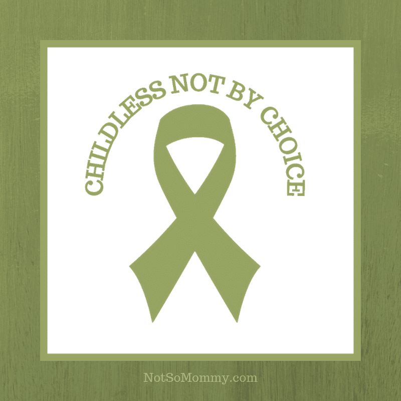 Olive green awareness ribbon for the childless community